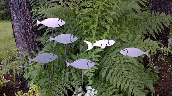dekoratyvinės žuvys ant strypelių