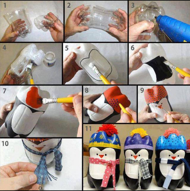plastmasiniu buteliu pingvinai